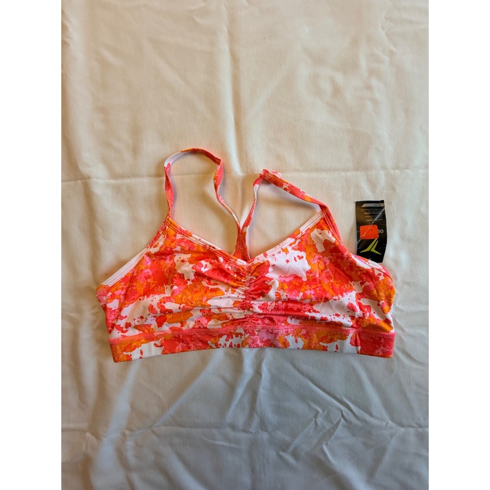 Old Navy Active Womens Go-Dry Light Support Sports Bra Pink Orange Splatter XL